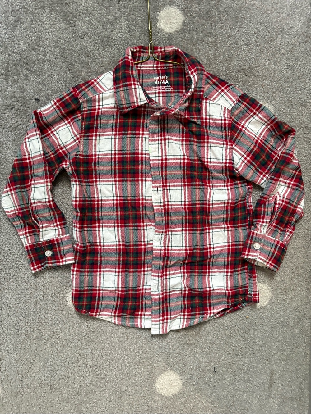 Carter's Red, White & Green Plaid Button-Front Shirt